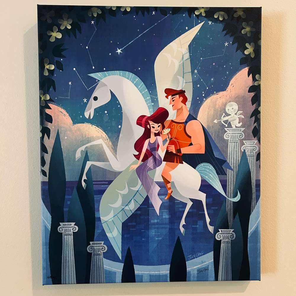 Joey Chou Hercules And Meg Artwork; 48/95 W/ COA - Rare: 20” X 16” Disney